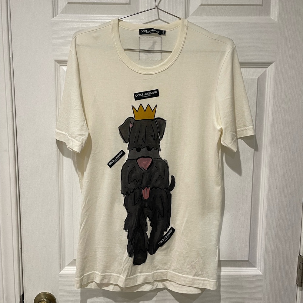 Dolce & Gabbana White Dog Tee with Doggie Graphics